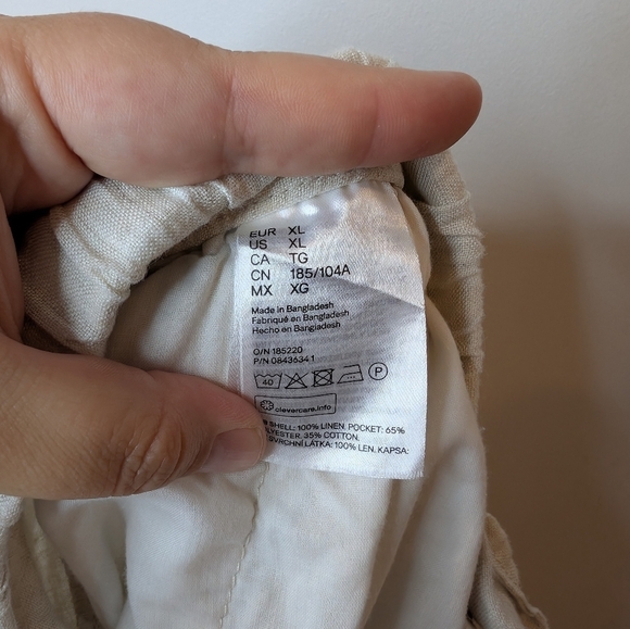 H&M Cream Relaxed Fit Women's XL 100% Linen Straight Leg Pant - Picture 7 of 14